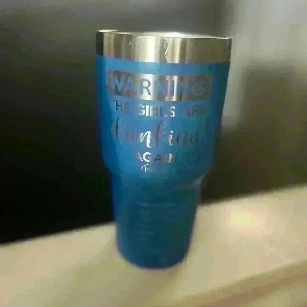 Blue Engraved 40 oz Tumbler by Piper Lou